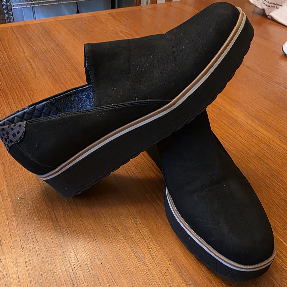 Platform Slip On Dr Scholl's "Look Out" Black Size 10